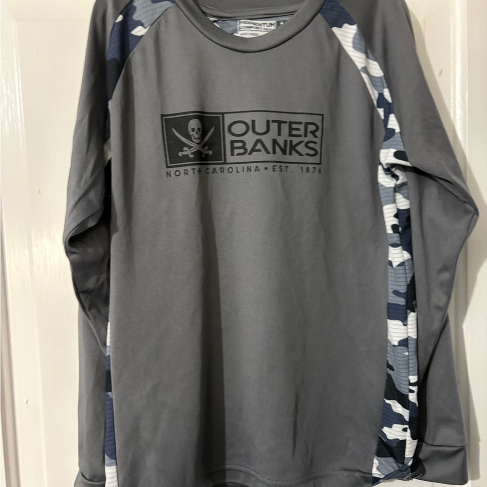 Gray Outer Banks Sweatshirt with Camo Accents